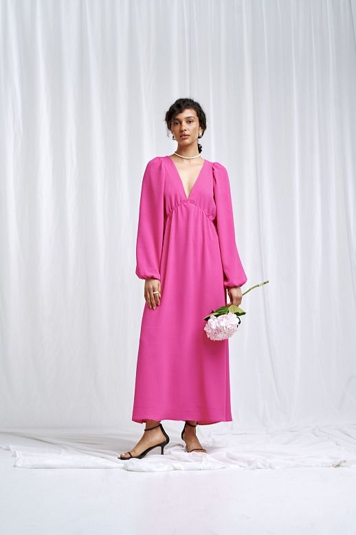 Сукня максі з відкритою спиною рожева - №2
