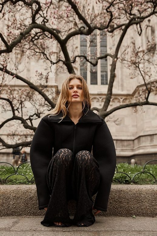 Штани мереживні палацо чорні