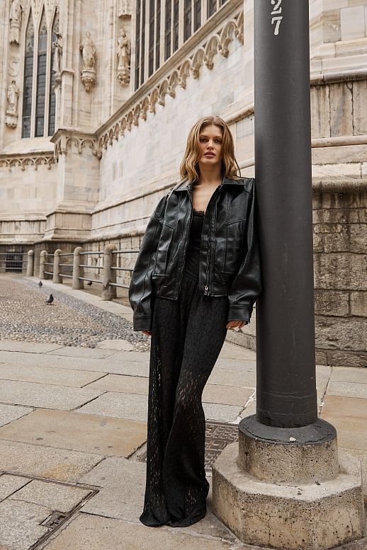 Куртка oversize шкіряна чорна