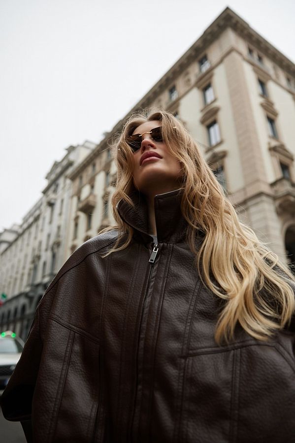 Куртка oversize шкіряна коричнева URBAN-01 #RU# Куртка oversize кожаная коричневая URBAN-01 № 2