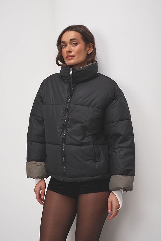 Пуховик короткий на замку чорний - №2