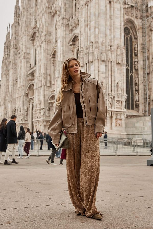 Куртка oversize шкіряна бежевий URBAN-03 #RU# Куртка oversize кожаная бежевый URBAN-03 № 6