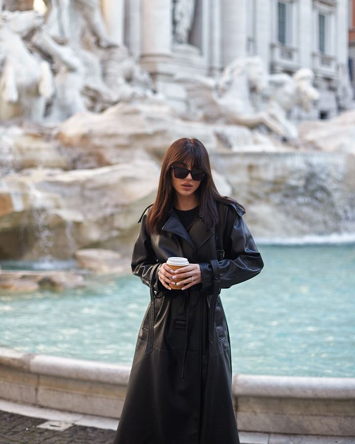 Тренч з екошкіри на замші чорний С0321/9 #RU# Тренч из экокожи на замше черный С0321/9 № 6