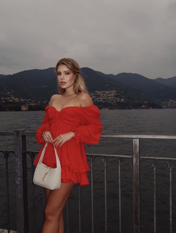 Сукня міні муслінова з рюшами червона  № 3