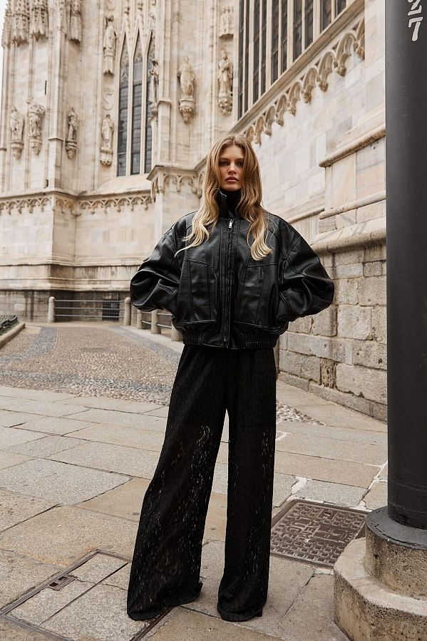 Куртка oversize шкіряна чорна  URBAN-01 #RU# Куртка oversize кожаная черная URBAN-01 № 2