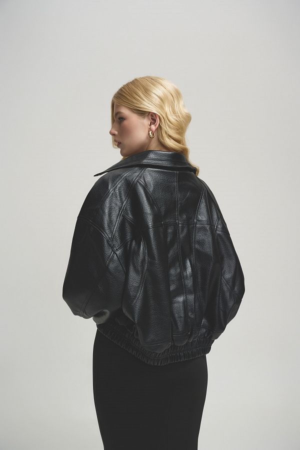 Куртка oversize шкіряна чорна URBAN-01 #RU# Куртка oversize кожаная черная URBAN-01 № 8