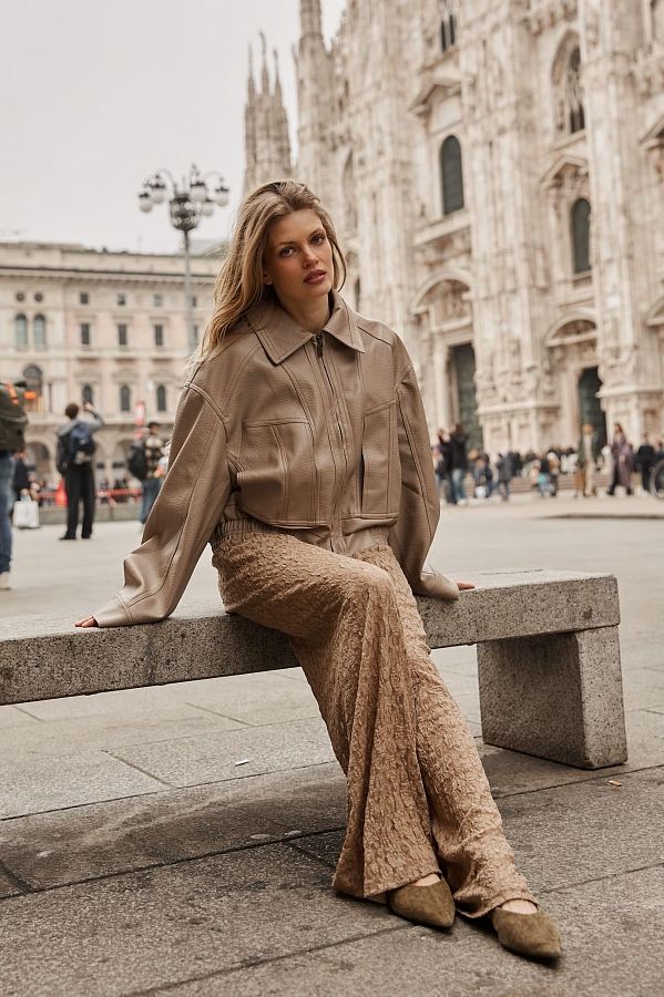 Куртка oversize шкіряна бежевий URBAN-03 #RU# Куртка oversize кожаная бежевый URBAN-03 № 3