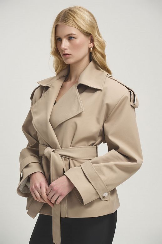 Тренч вкорочений котоновий бежевий