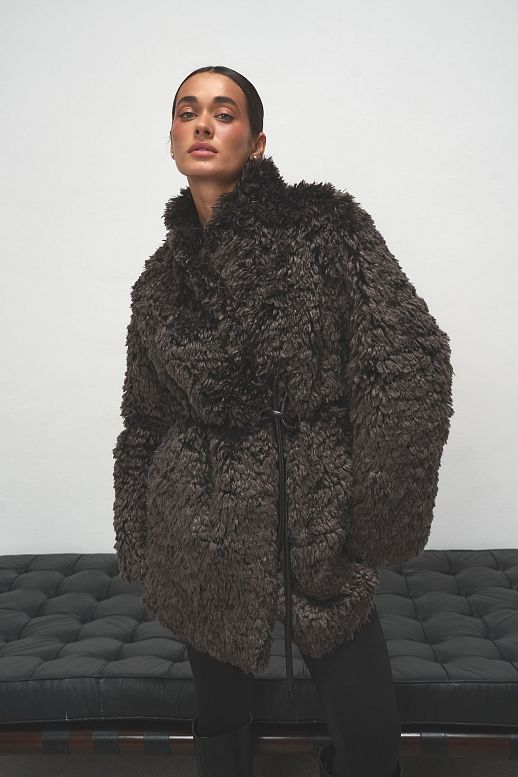 Шубка подовжена шоколадна  - №2