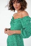 Сукня міні з роспіркою зелена великий візерунок D0321/4 № 4