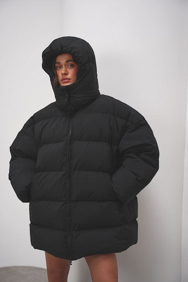 Пуховик зимовий подовжений чорний KZR25POD/4 #RU# Пуховик зимний удлиненный черный KZR25POD/4 № 5
