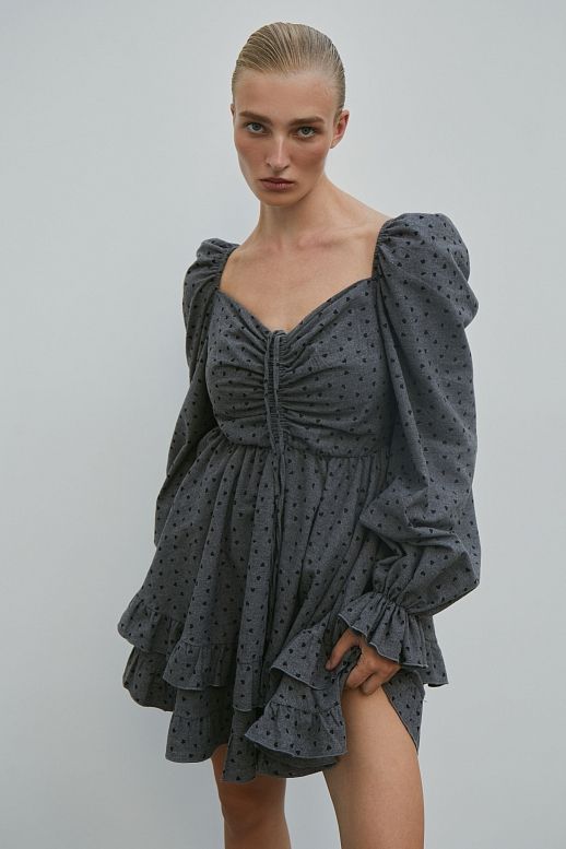Сукня з подвійною спідницею темно-сіра