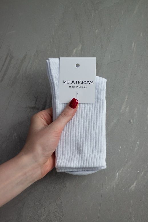 Шкарпетки базові білі з лого MBocharova - №2