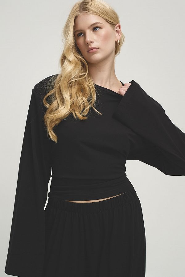 Костюм з лонгслівом на шнурівці та широкими штанами чорний SET-LONG/1 #RU# Костюм с лонгсливом на шнуровке и широкими брюками SET-LONG/1 № 3