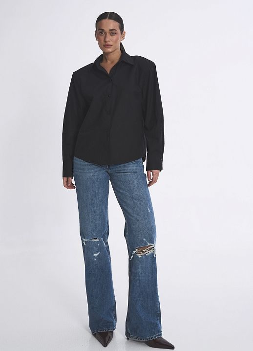 Сорочка котонова з підплічниками чорна