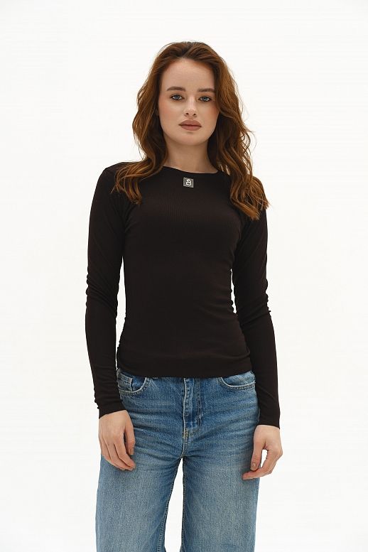 Лонгслів приталений темно-коричневий/Лонгсліви - MBocharova Лонгслів приталений темно-коричневий