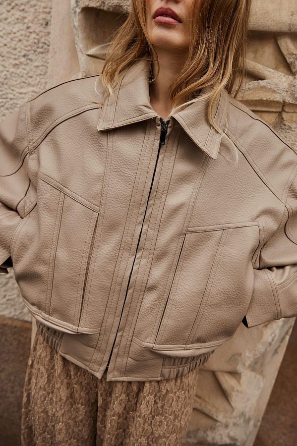 Куртка oversize шкіряна бежевий URBAN-03 #RU# Куртка oversize кожаная бежевый URBAN-03 № 7