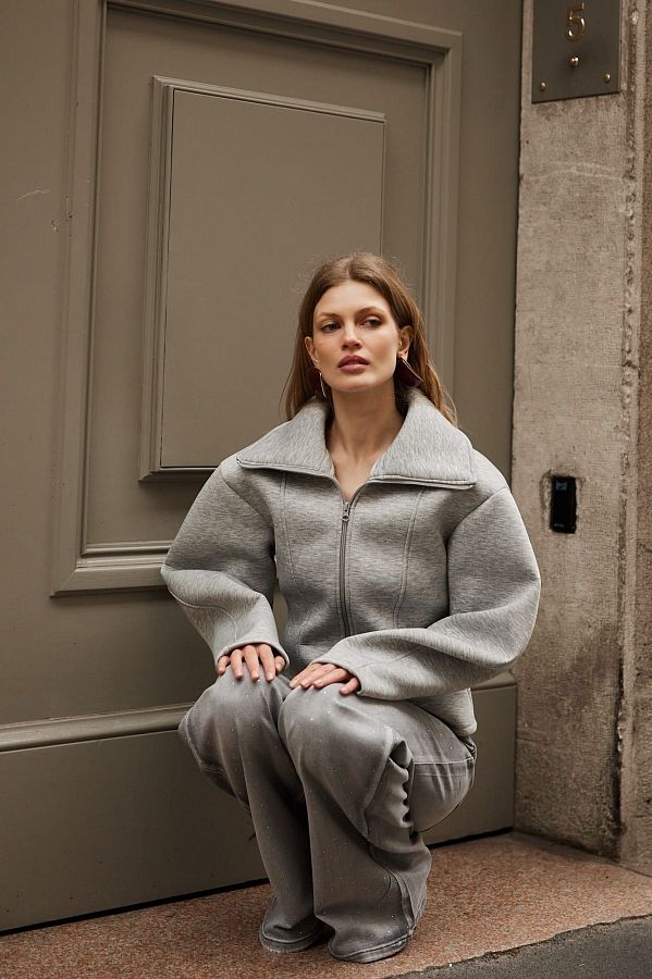 Бомбер з силуетними рукавами сірий URBAN/B-02 #RU# Бомбер с силуэтными рукавами серый URBAN/B-02 № 4