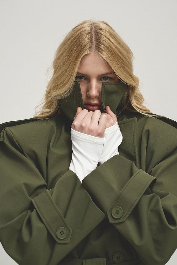 Тренч вкорочений котоновий оливковий PREM/05 #RU# Тренч укороченный котоновый оливковый PREM/05 № 1