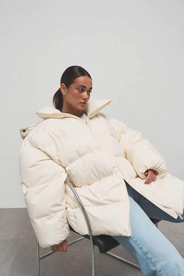 Пуховик зимовий подовжений сметанковий KZR25POD/5 #RU# Пуховик зимний удлиненный сливочный KZR25POD/5 № 2