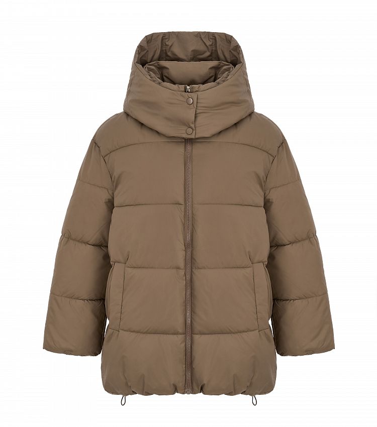 Пуховик подовжений на замку з капюшоном коричневий PDK/4 #RU# Пуховик удлинен на замке с капюшоном коричневый PDK/4 № 1