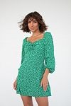 Сукня міні з роспіркою зелена великий візерунок D0321/4 № 3