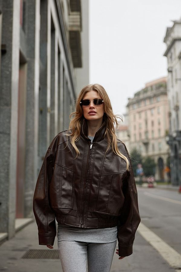 Куртка oversize шкіряна коричнева URBAN-01 #RU# Куртка oversize кожаная коричневая URBAN-01 № 3