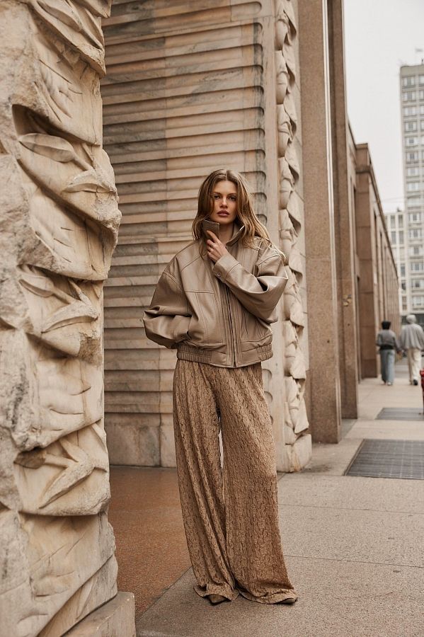 Куртка oversize шкіряна бежева 10010-009 #RU# Куртка oversize кожаная бежевая 10010-009 № 4