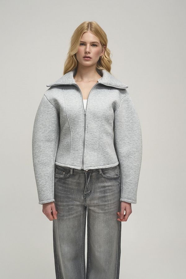 Бомбер з силуетними рукавами сірий URBAN/B-02 #RU# Бомбер с силуэтными рукавами серый URBAN/B-02 № 4