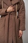 Куртка длинная с поясом и съемным капюшоном коричневая K0722/20 № 3