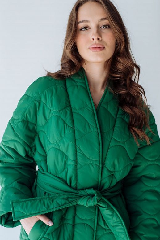 Куртка стеганая кимоно зеленая