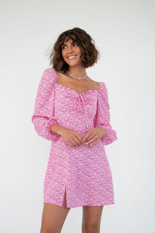 Сукня міні з роспіркою рожевий - №2
