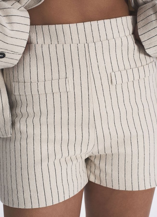 Костюм у смужку піджак та шорти молочний SU26/1 #RU# Костюм в полоску пиджак и шорты молочный SU26/1 № 5