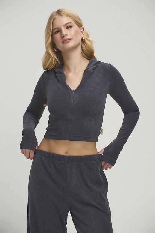 Костюм приталений із замком графітовий