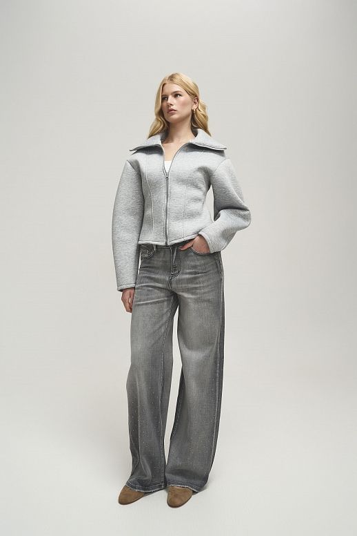 Бомбер з силуетними рукавами сірий - №2