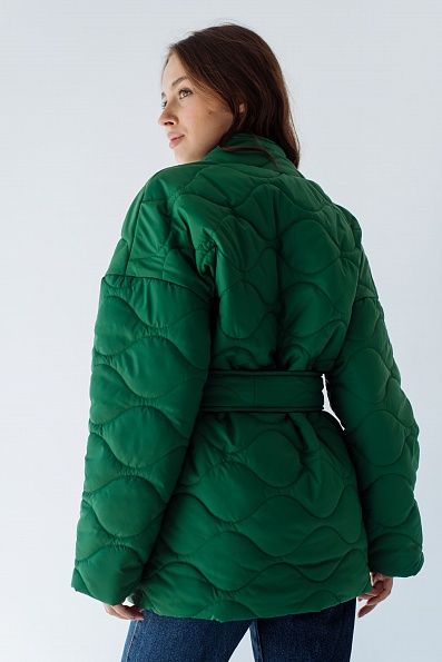 Куртка стеганая кимоно зеленая К0122