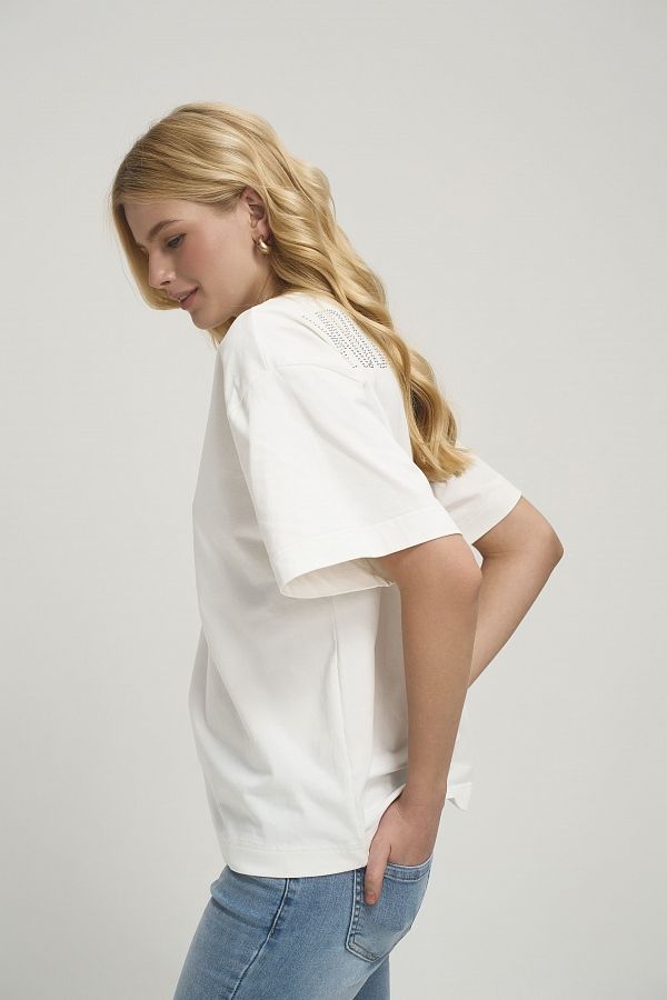 Футболка зі стразами MBocharova біла FB202411/1 #RU# Футболка со стразами MBocharova белая FB202411/1 № 3