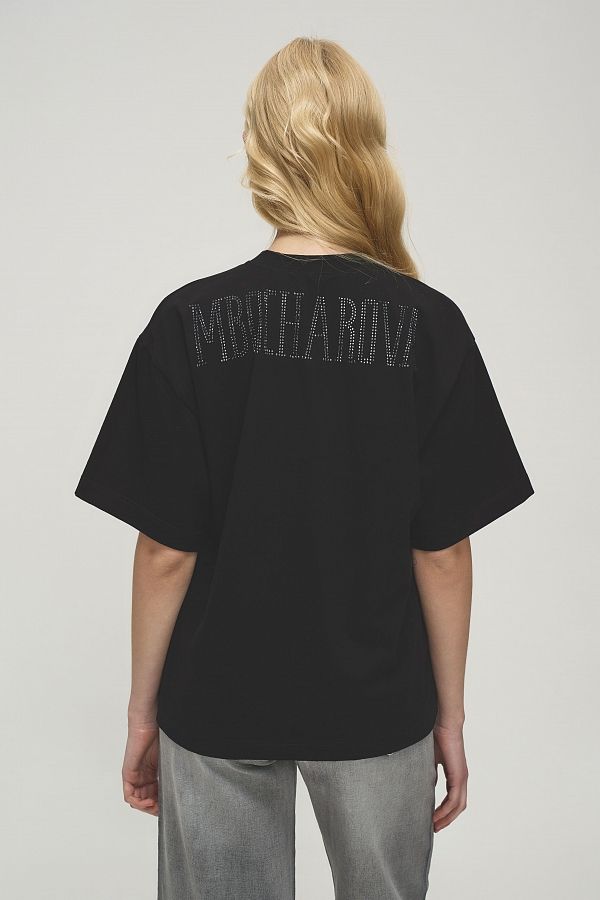 Футболка зі стразами MBocharova чорна FB202411/2 #RU# Футболка со стразами MBocharova черная FB202411/2 № 5