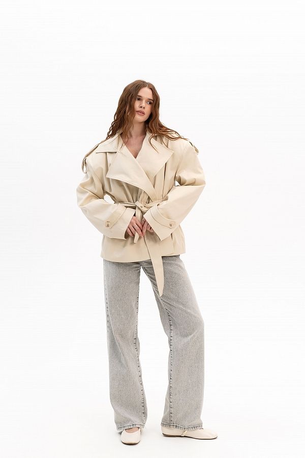 Тренч вкорочений котоновий butter yellow PREM/03 #RU# Тренч укороченный котоновый butter yellow PREM/03 № 1