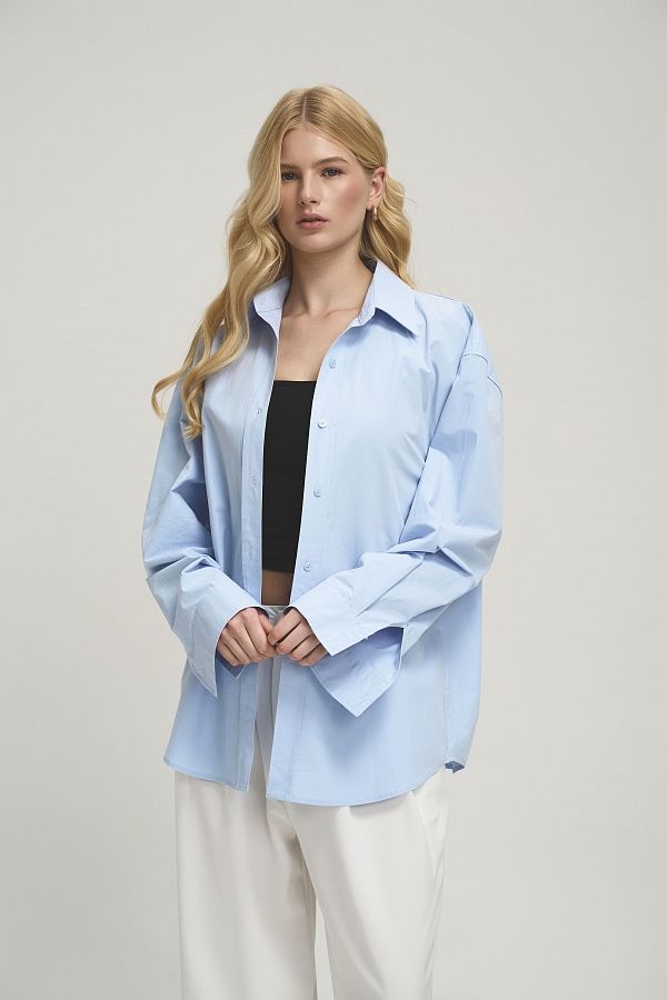 Сорочка класична вільного крою блакитна SH-CLASSIC/02 #RU# Рубашка классическая свободного кроя голубая SH-CLASSIC/02 № 3