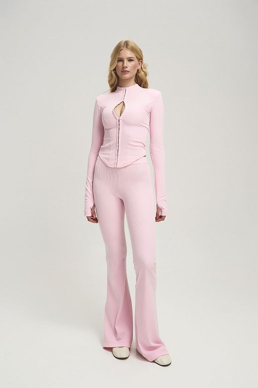Костюм з топом на гачках та штанами палаццо рожевий