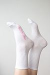 Шкарпетки базові біло-рожеві з лого MBocharova NOS01 № 1