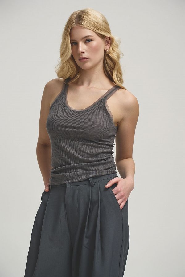 Майка на бретелях сіра MAYK-K/01 #RU# Майка на бретелях серая MAYK-K/01 № 2