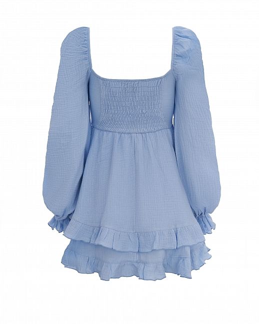 Сукня міні муслінова з рюшами блакитна - №2