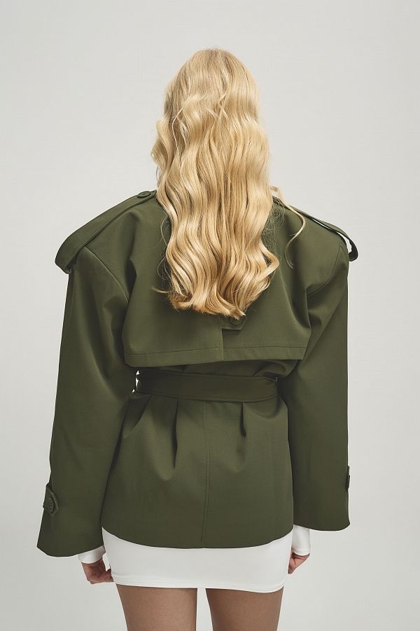 Тренч вкорочений котоновий оливковий PREM/05 #RU# Тренч укороченный котоновый оливковый PREM/05 № 6