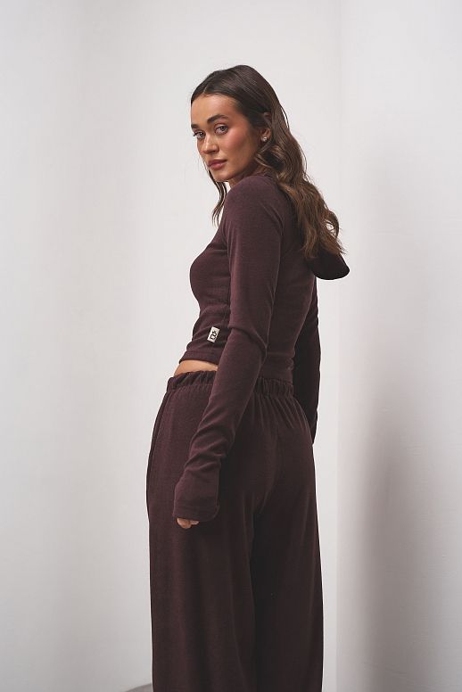 Костюм приталений із замком утеплений коричневий - №2