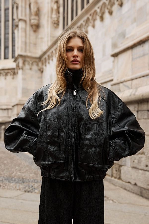 Куртка oversize шкіряна чорна  URBAN-01 #RU# Куртка oversize кожаная черная URBAN-01 № 4