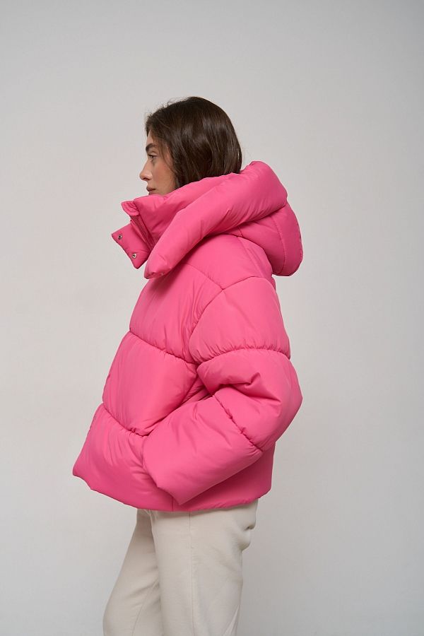 Куртка укороченная на замке розовая KR01103