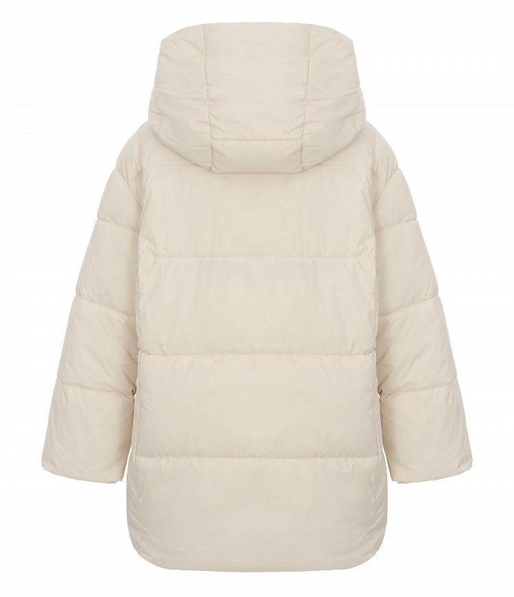  Пуховик подовжений на замку з капюшоном молочний PDK/1 #RU# Пуховик удлиненный на замке с капюшоном молочный PDK/1 № 2