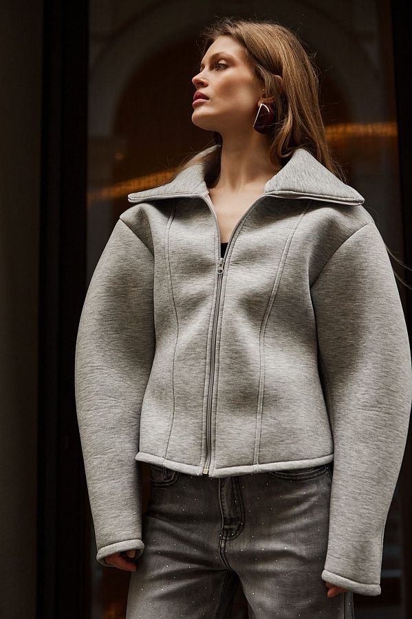 Бомбер з силуетними рукавами сірий URBAN/B-02 #RU# Бомбер с силуэтными рукавами серый URBAN/B-02 № 1